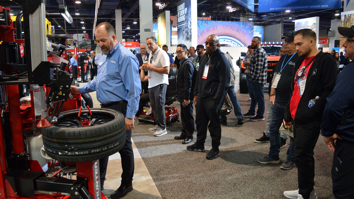 Tire demo at SEMA Show