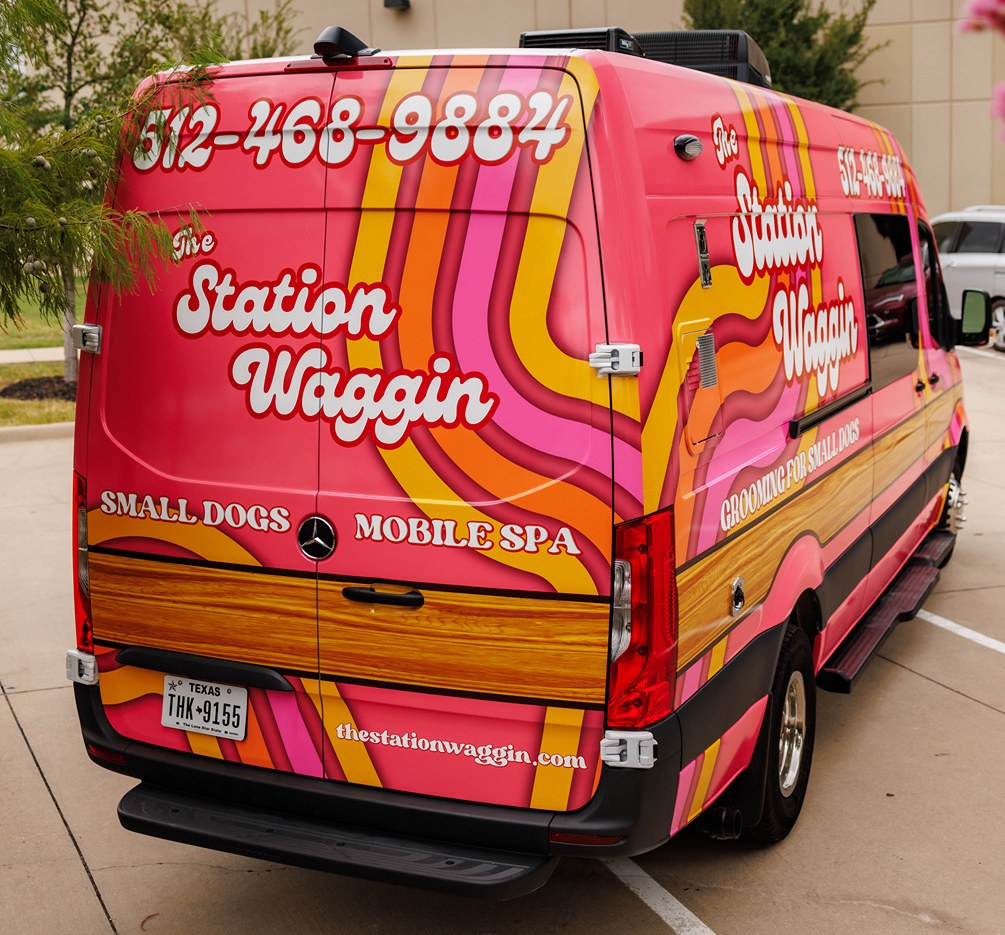 Back of van with Commercial Fleet Wrap