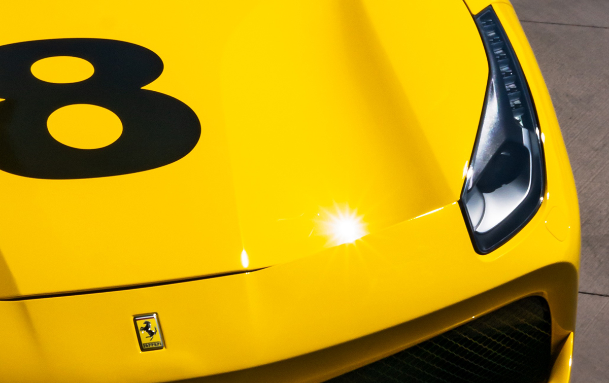 Ferrari wrapped in yellow Apterix Color PPF.