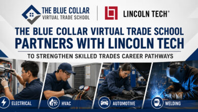 The Blue Collar Virtual Trade School and Lincoln Tech promo graphic