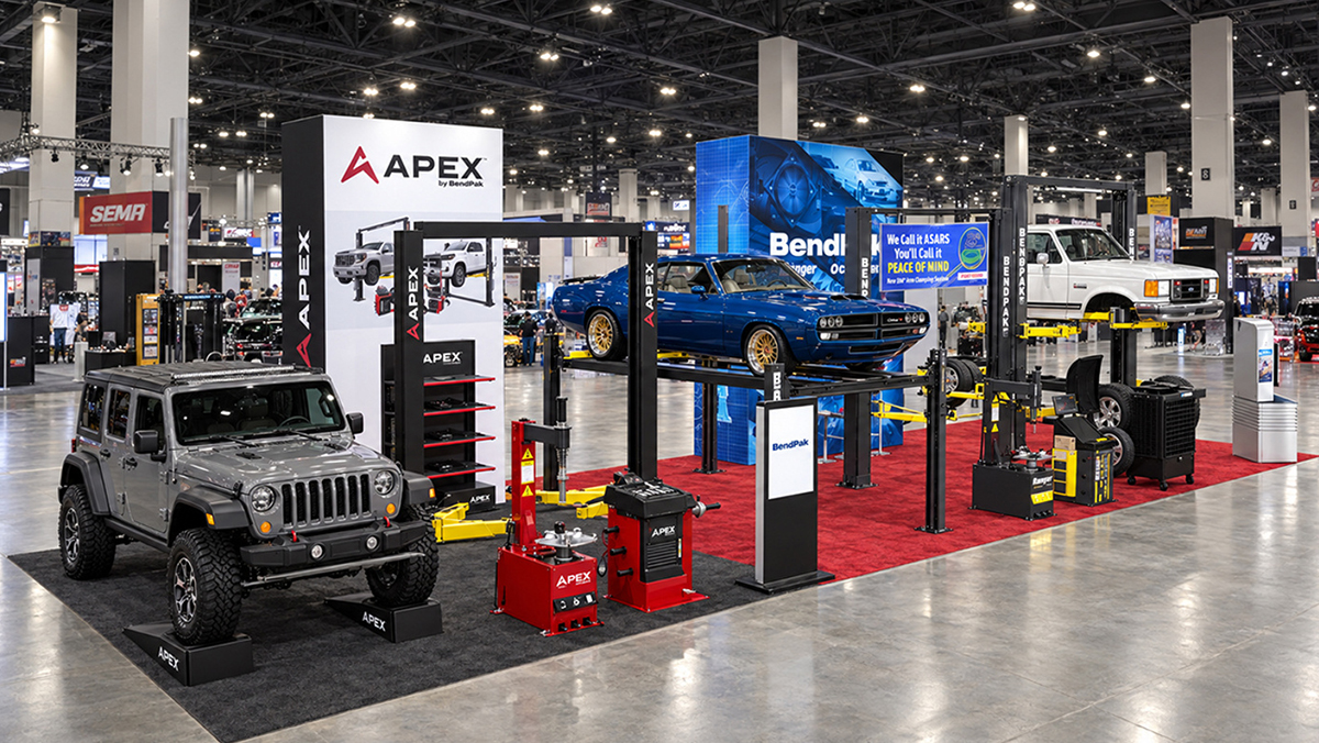 BendPak indoor booth at SEMA Show