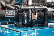 20K winch from Carbon Offroad sitting on box