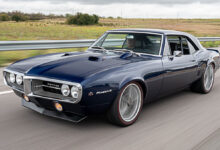 Custom 1967 Pontiac Firebird on road
