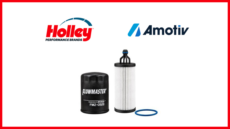 Holley and Amotiv logos with product shots