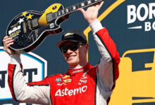Josef Newgarden on Victory Lane at Nashville Superspeedway in 2025