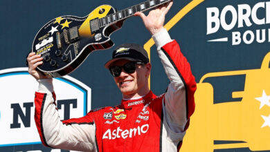 Josef Newgarden on Victory Lane at Nashville Superspeedway in 2025