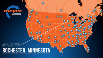 Map of Meyer Logistics cross-dock locations in North America.