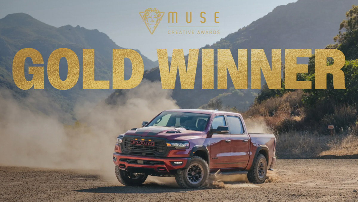 Roush RAM truck and MUSE Gold Winner text