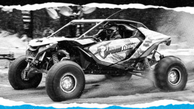 UTV rally car in black and white