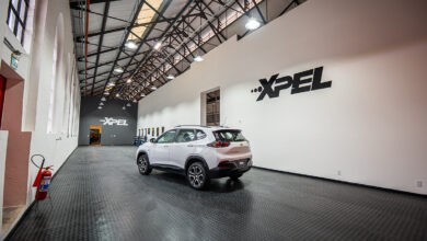 XPEL Brazil Office with vehicle parked inside