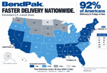 Bendpak U.S. delivery map graphic