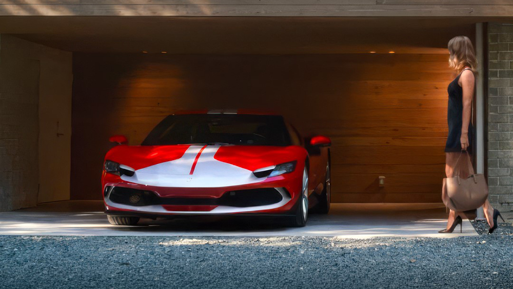Sportscar in garage