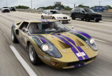One-off BMW Diesel GT40 on road as part of Road2SEMA convoy